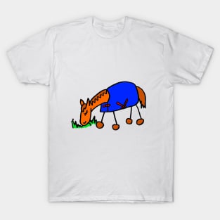 Cartoon Horse in Rug Grazing T-Shirt